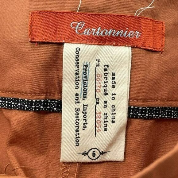 Anthropologie Cartonnier Mom Pants Chino Women Size 6 Orange Pumpkin Buckle Belt - Picture 7 of 8
